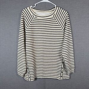 Lou & Grey Womens Sweater Size S Gray Striped Long Sleeve Buttons Casual‎